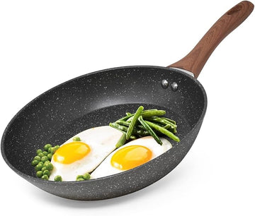 Eco Friendly Granite Frying Pan with Wooden Handle