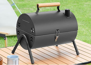 Charcoal Grill Outdoor BBQ Smoker, Foldable Stainless Steel BBQ Pot, Double Sided Bake with Ventilation and Burning Support Design with Chimney, Great for Camping, Picnics, Gardens