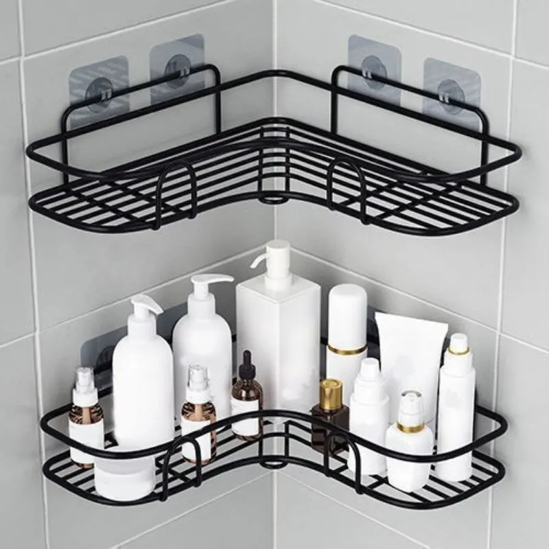 Self-Adhesive Heavy Duty Metal Bathroom Storage Corner Rack (1 Piece)