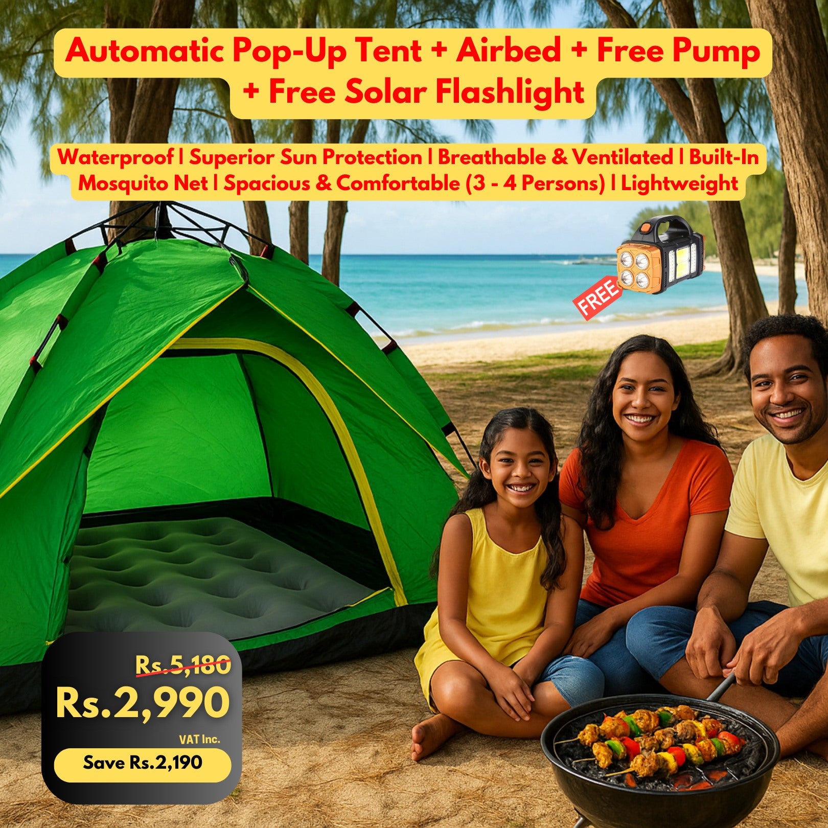 New Tent bundle + Free Torch + Free Pump