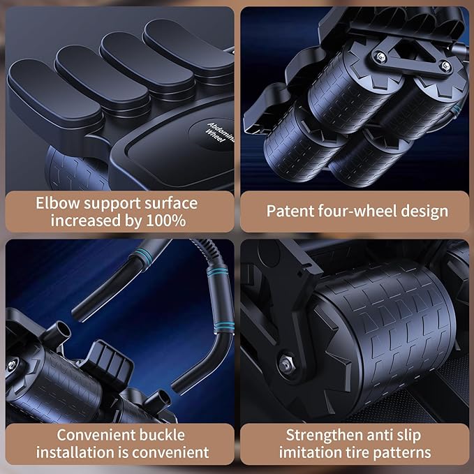 Automatic Rebound Abdominal Wheel with 8 Elbow Supports, Four-Mute Roller, Plank Exercise Roller For Abdominal & Core Strength Training