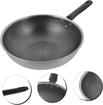 Stainless Steel Nonstick Wok – Durable, Scratch-Resistant &amp; Versatile Cooking Essential (Honeycomb & Plain Design)
